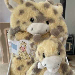 Hooded blanket with plush